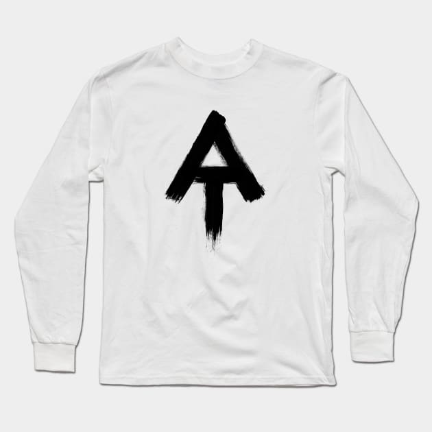 Appalachian Trail Blaze Marker Symbol Painted Black Thru-Hiking Long Sleeve T-Shirt by astralprints